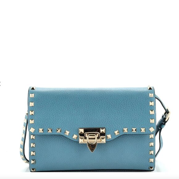 Valentino Rockstud Flip Lock Flap Bag Leather Medium - Picture 1 of 8